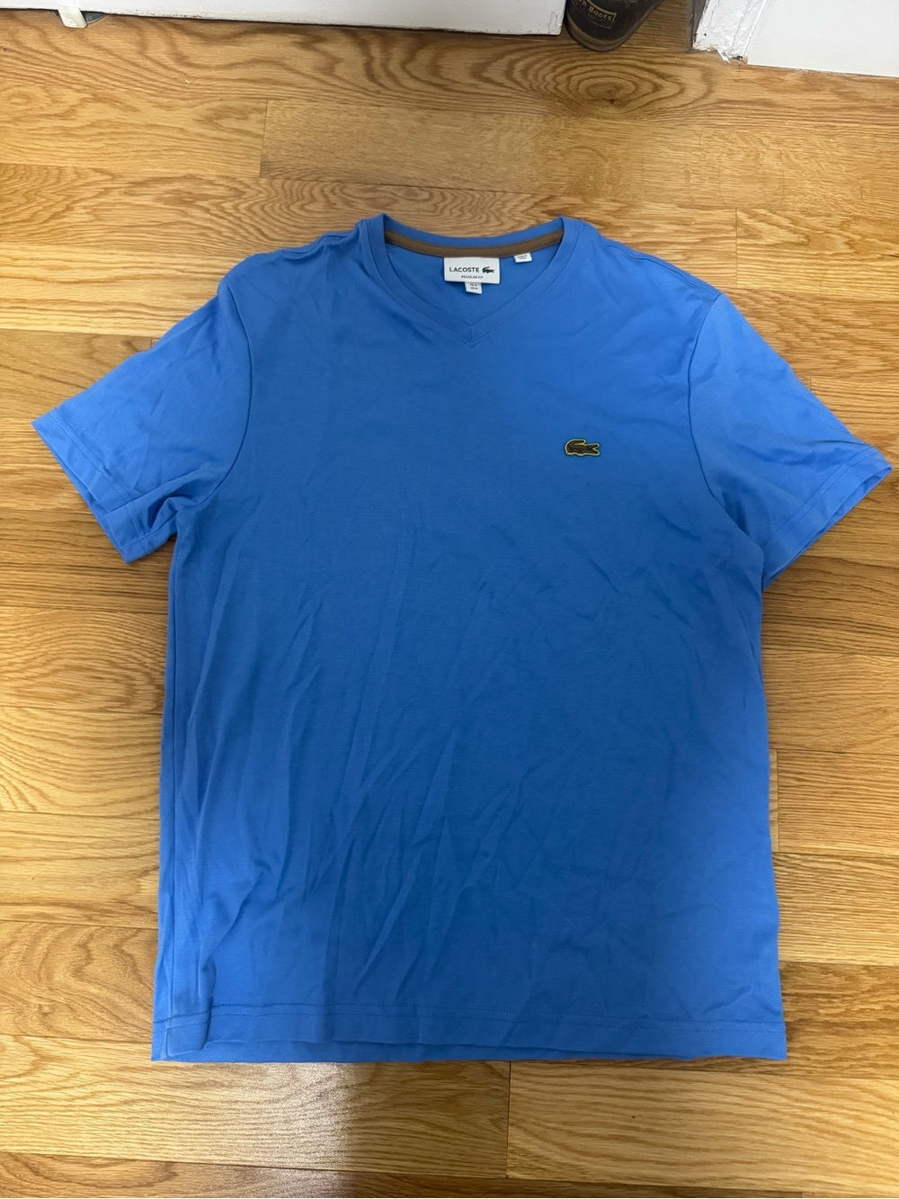 Lacoste Men's Bright Blue V-Neck Logo Tee